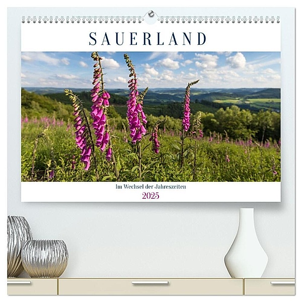 Das Sauerland im Wechsel der Jahreszeiten (hochwertiger Premium Wandkalender 2025 DIN A2 quer), Kunstdruck in Hochglanz, Calvendo, Heidi Bücker