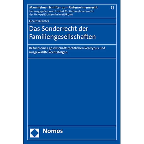 Das Sonderrecht der Familiengesellschaften, Gerrit Krämer