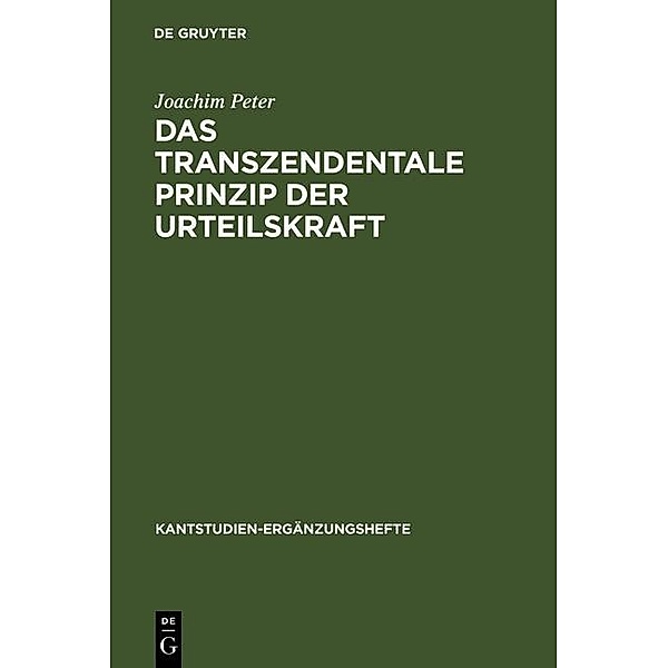 Das transzendentale Prinzip der Urteilskraft / Kantstudien-Ergänzungshefte Bd.126, Joachim Peter