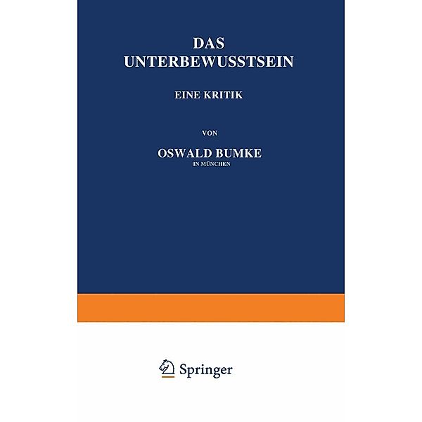 Das Unterbewusstsein, Oswald Bumke