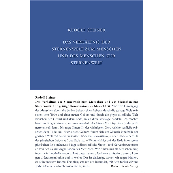 Das Verhältnis der Sternenwelt zum Menschen und des Menschen zur Sternenwelt, Rudolf Steiner, Rudolf Steiner Nachlassverwaltung