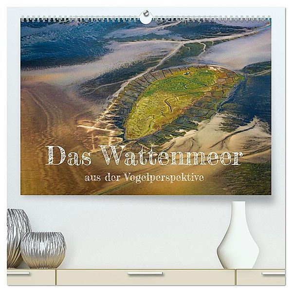 Das Wattenmeer aus der Vogelperspektive (hochwertiger Premium Wandkalender 2025 DIN A2 quer), Kunstdruck in Hochglanz, Calvendo, Peter Schürholz
