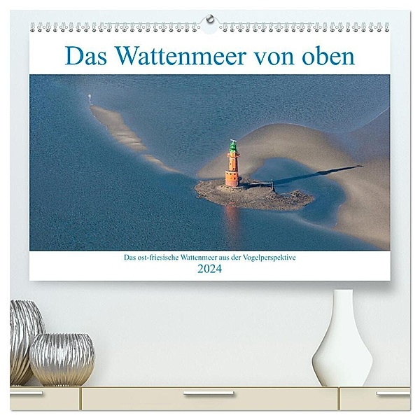 Das Wattenmeer von oben (hochwertiger Premium Wandkalender 2024 DIN A2 quer), Kunstdruck in Hochglanz, Andreas Klesse