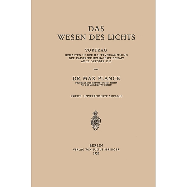 Das Wesen des Lichts, Max Planck