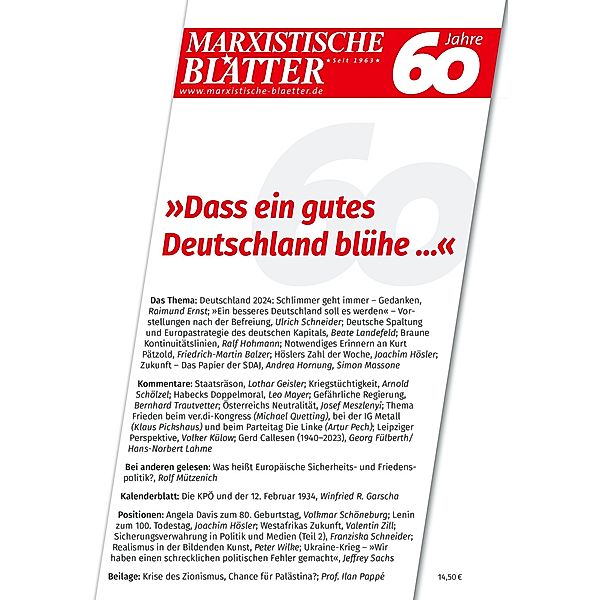 »Dass ein gutes Deutschland blühe ...« / Marxistische Blätter Bd.1_2024