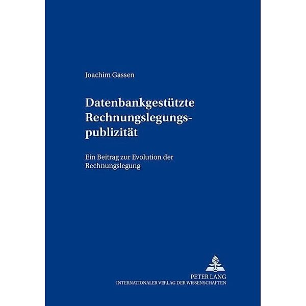 Datenbankgestützte Rechnungslegungspublizität, Joachim Gassen