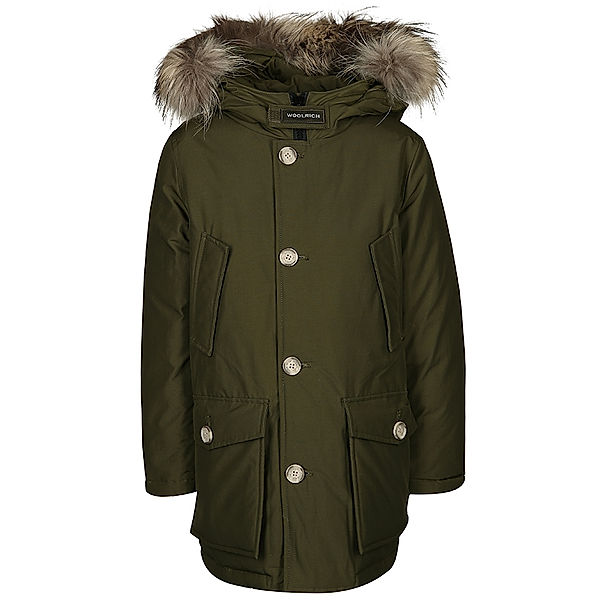 Woolrich Daunen-Parka BOYS ARCTIC mit Echtfellbesatz in greenstone