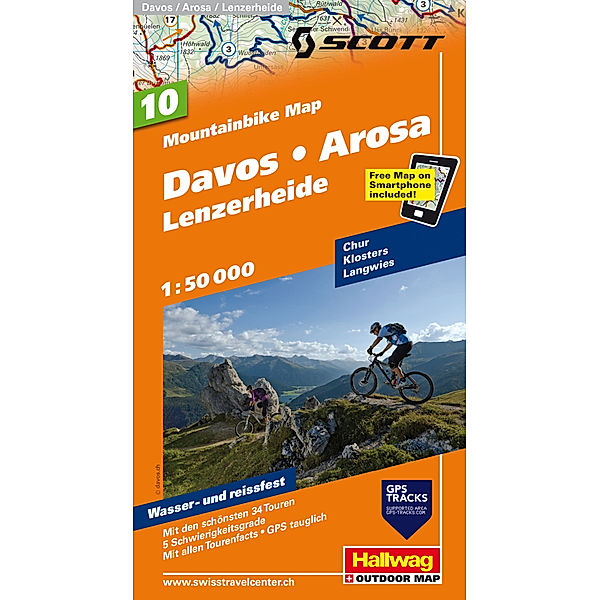 Davos, Arosa, Lenzerheide Nr. 10 Mountainbike-Karte 1:50 000