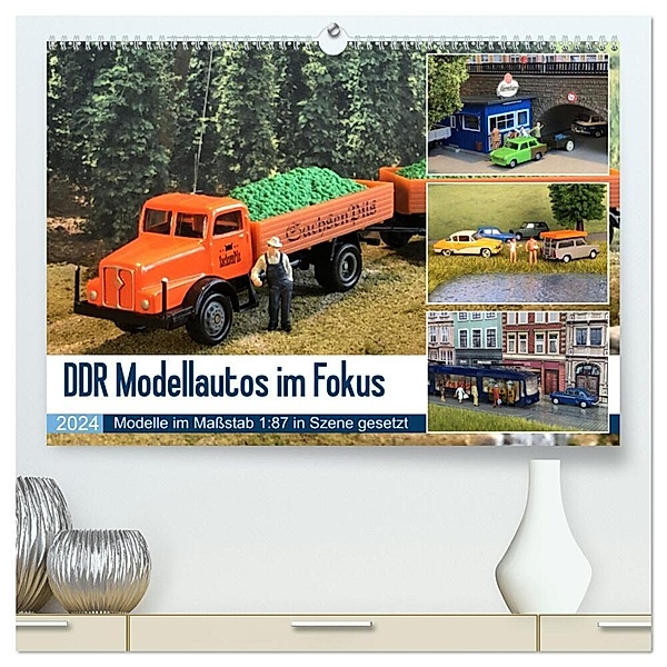 DDR Modellautos im Fokus (hochwertiger Premium Wandkalender 2024 DIN A2 quer), Kunstdruck in Hochglanz, Klaus-Peter Huschka