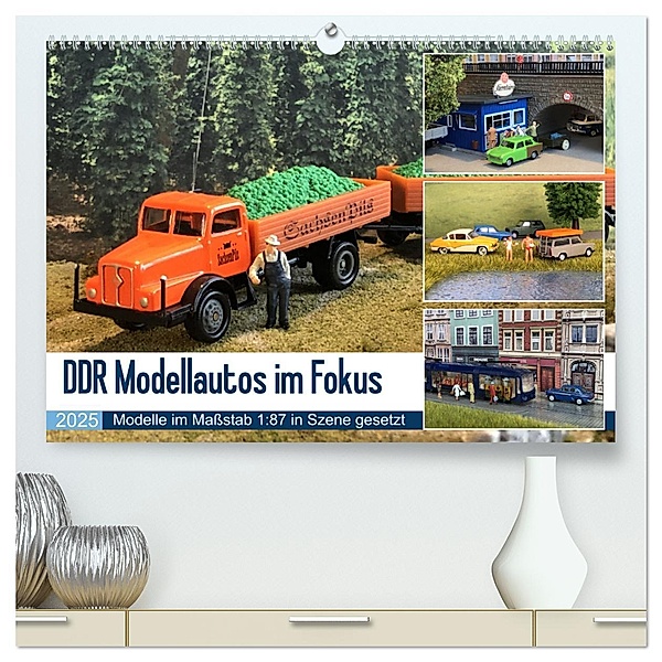 DDR Modellautos im Fokus (hochwertiger Premium Wandkalender 2025 DIN A2 quer), Kunstdruck in Hochglanz, Calvendo, Klaus-Peter Huschka