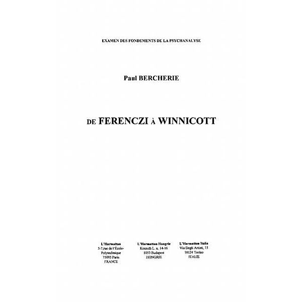 De Ferenczi a Winnicott / Hors-collection, Bercherie Paul