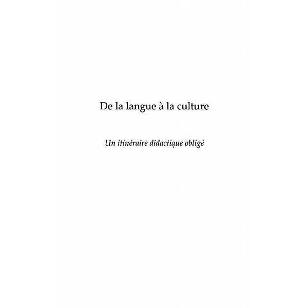 De la langue A la culture - un itineraire didactique oblige / Hors-collection, Jacques Queudet