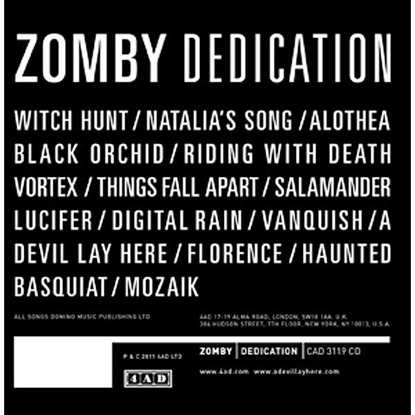Dedication (Vinyl), Zomby
