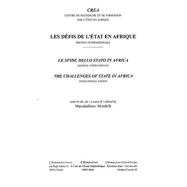 Defis de l'etat en Afrique / Hors-collection, Crea