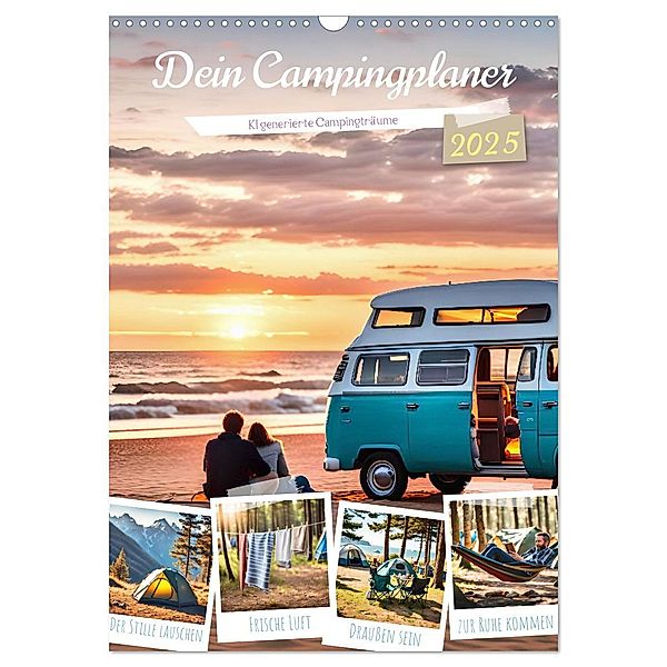 Dein Campingplaner - KI generierte Campingträume (Wandkalender 2025 DIN A3 hoch), CALVENDO Monatskalender, Calvendo, Fred Schimak