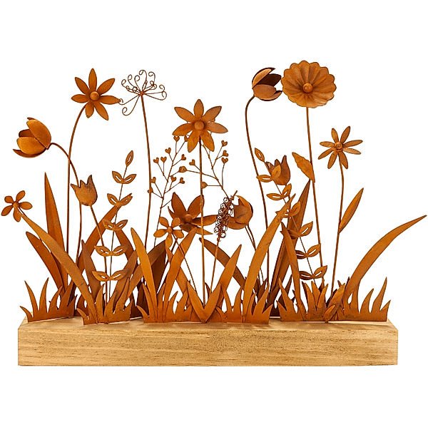 Deko-Blumen Rusty auf Holzsockel