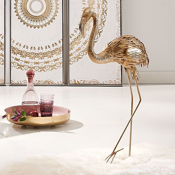 Deko-Figur Flamingo Glam Silberfarben/Goldfarben