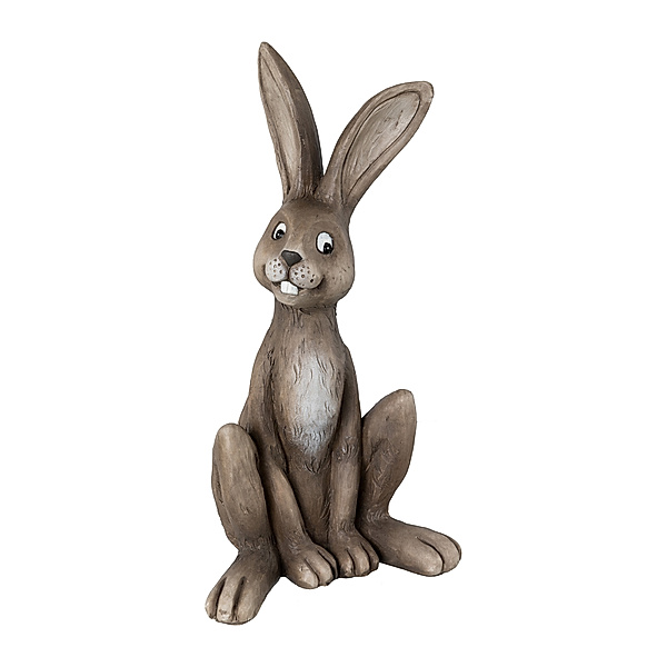 Deko-Figur Hase aus Kunststein in braun