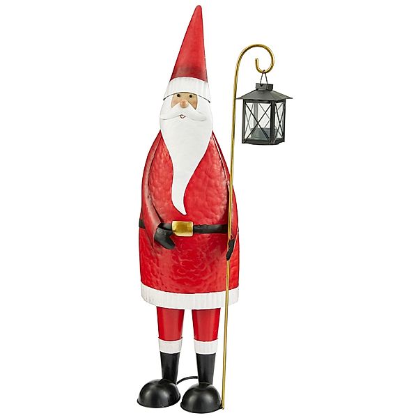 Deko-Figur Santa mit Laterne Rot