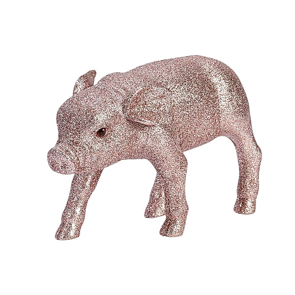 Deko-Figur Schwein Glitzer-Piggy Rosa metallic