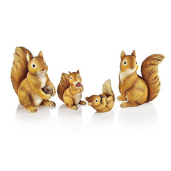 Deko-Figuren Eichhörnchenfamilie, 4er-Set