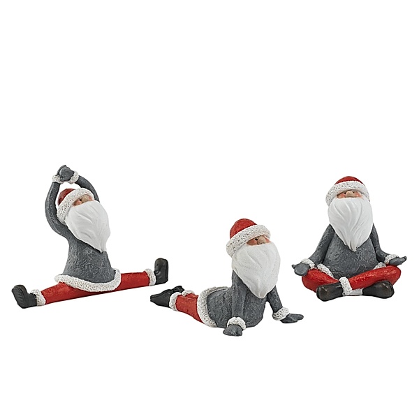 Deko-Figuren-Set, 3-tlg. Yoga Santa