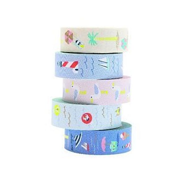 RICO DESIGN Deko-Klebeband MARITIM 5er-Pack in blau/bunt