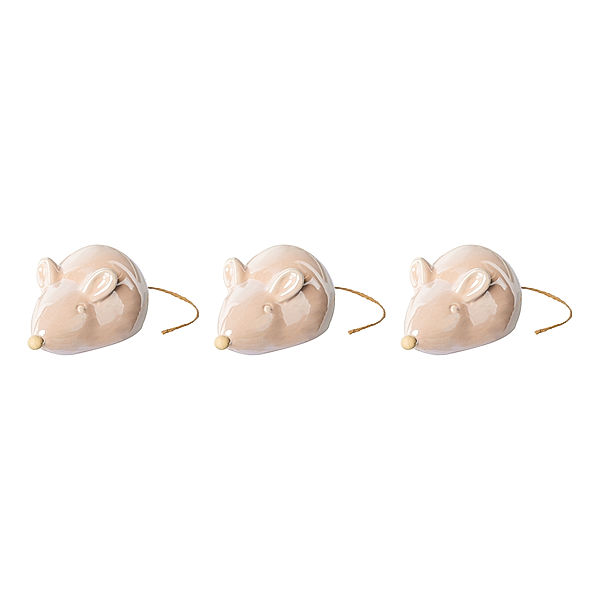 Deko Mäuse PEARL aus Keramik, 3er-Set (Farbe: rosa)