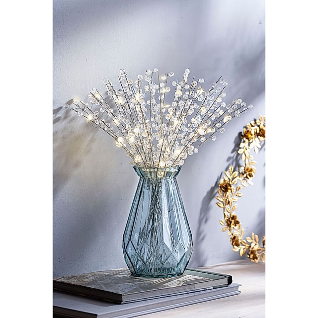 Deko-Perlenzweige mit Vase und LED-Lichterkette | Weltbild.de