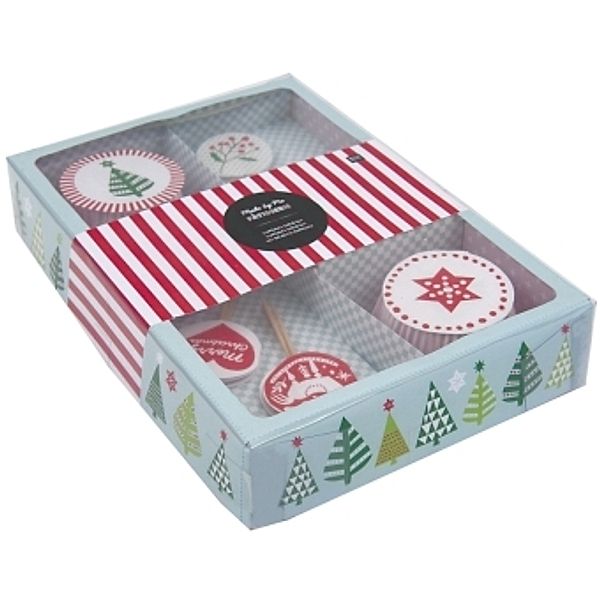 Deko-Set Cupcake Xmas, rot/mint