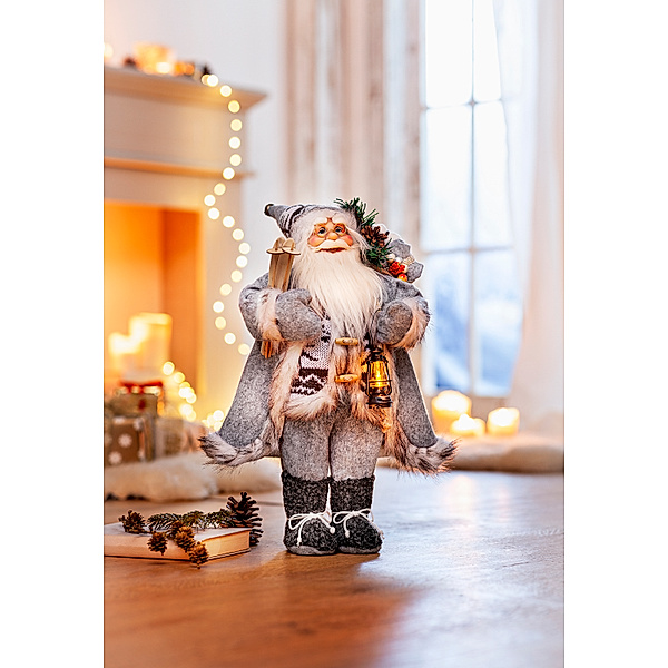 Deko-Weihnachtsmann Lennart mit LED-Laterne