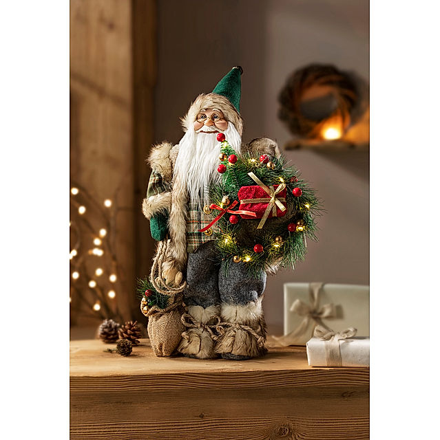 LED-Beleuchtung, Malte mit Deko-Weihnachtsmann 45cm