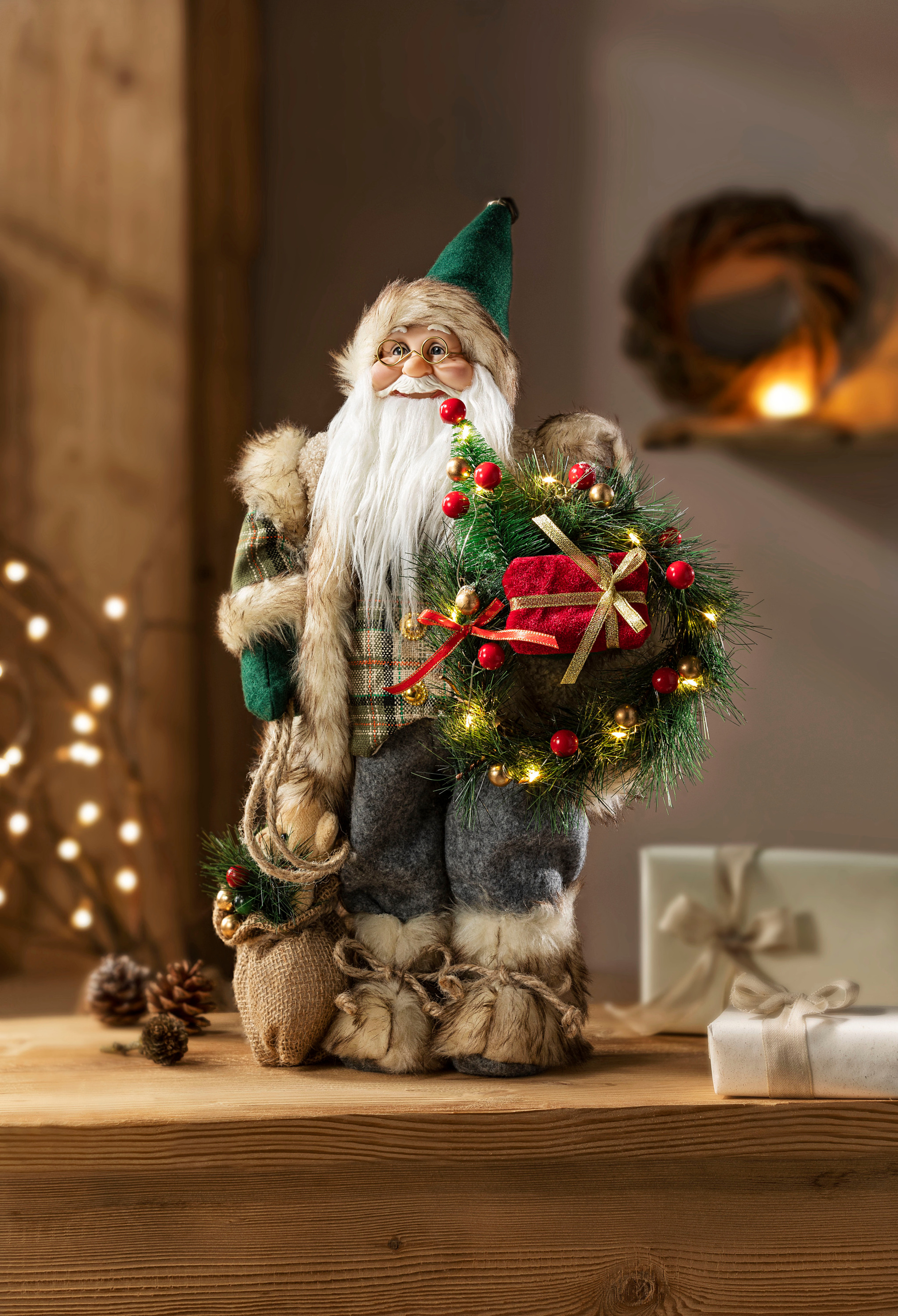 Deko-Weihnachtsmann Malte mit LED-Beleuchtung, 45cm | Weltbild.de