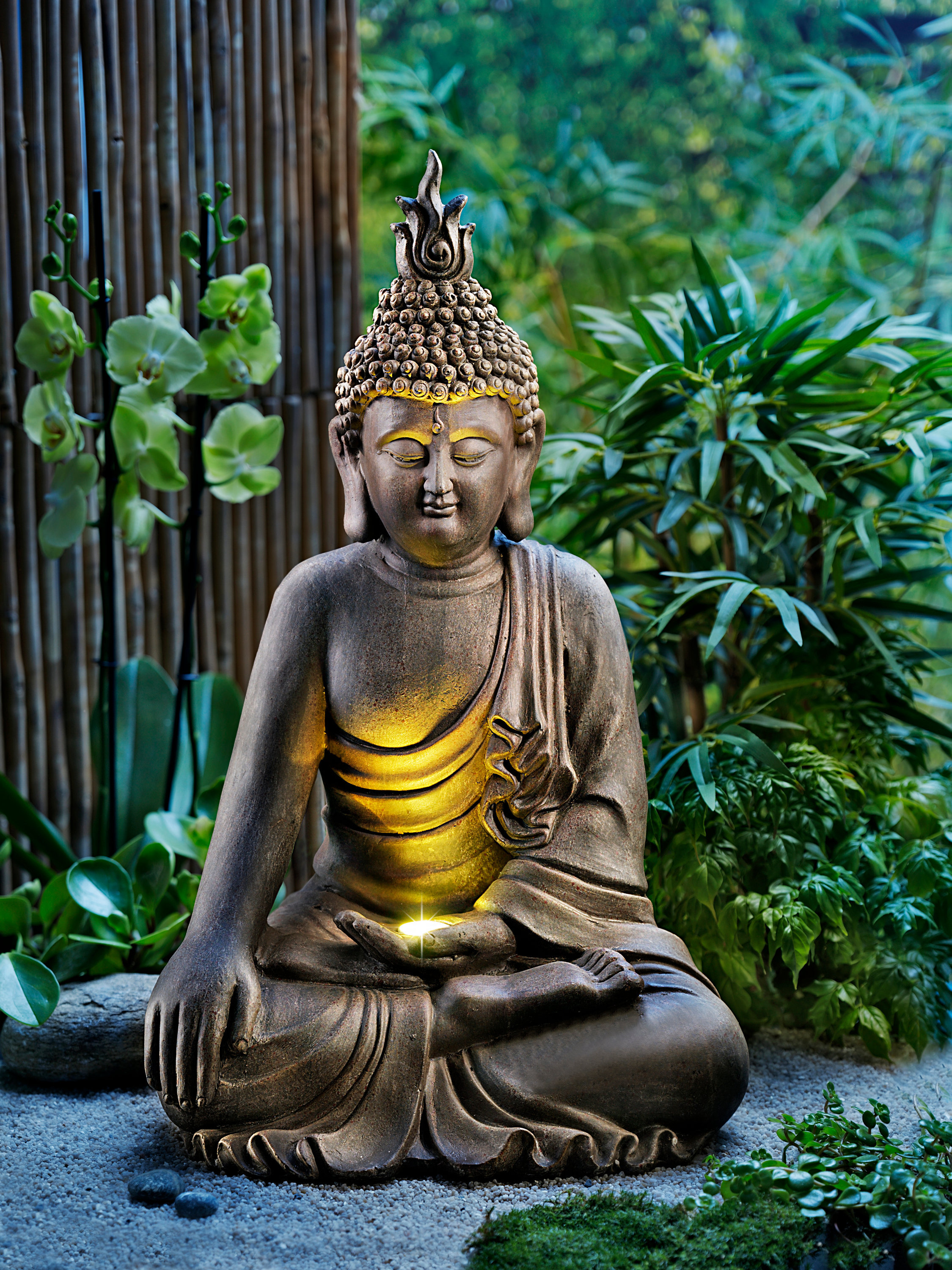 Niedliche Solarbetrieben Buddhafigur Solarfigur Dekofigur Dekoration 