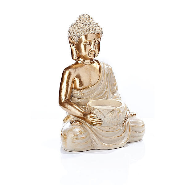 Dekofigur Buddha mit Kerzenhalter