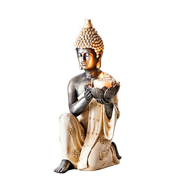Dekofigur Buddha mit Teelichthalter