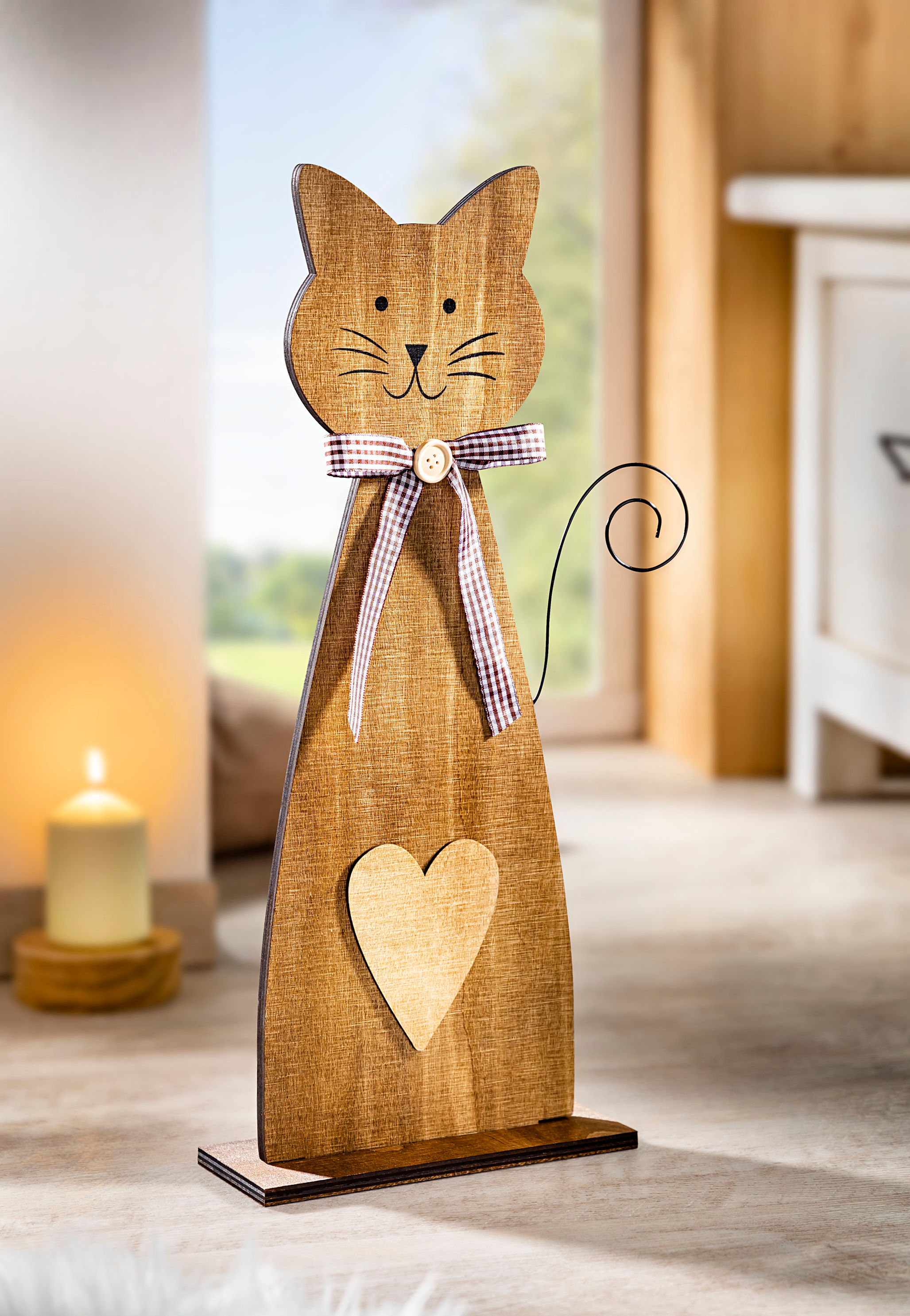 Katze jetzt Dekofigur Weltbild.de bei aus 45cm Holz, bestellen