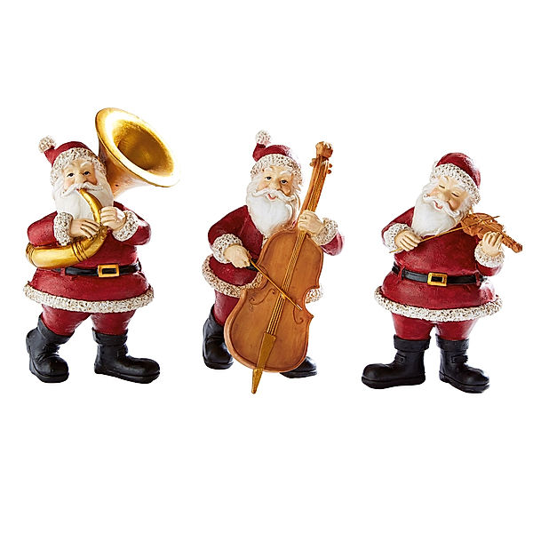 Dekofiguren-Set musizierende Santas 3 tlg.