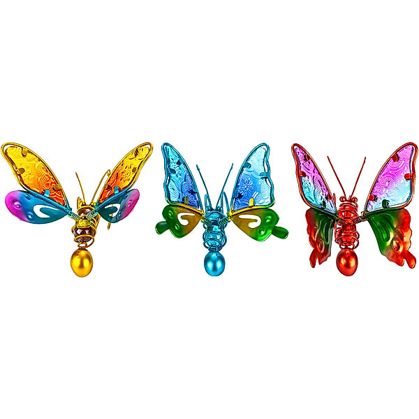Dekohänger Schmetterlinge aus Glas, 3er-Set