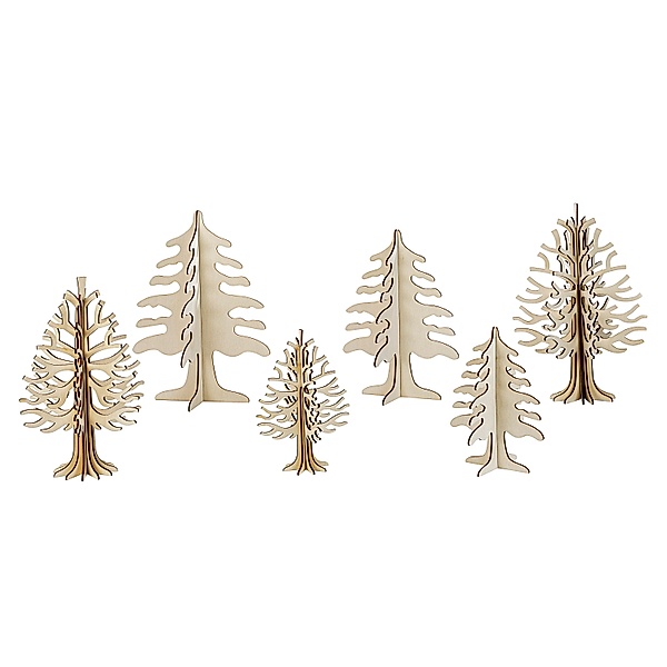 Dekoholzbäume Natur  3D zum Stecken, 6er-Set