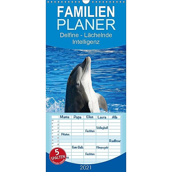 Delfine - Lächelnde Intelligenz - Familienplaner hoch (Wandkalender 2021 , 21 cm x 45 cm, hoch), Elisabeth Stanzer