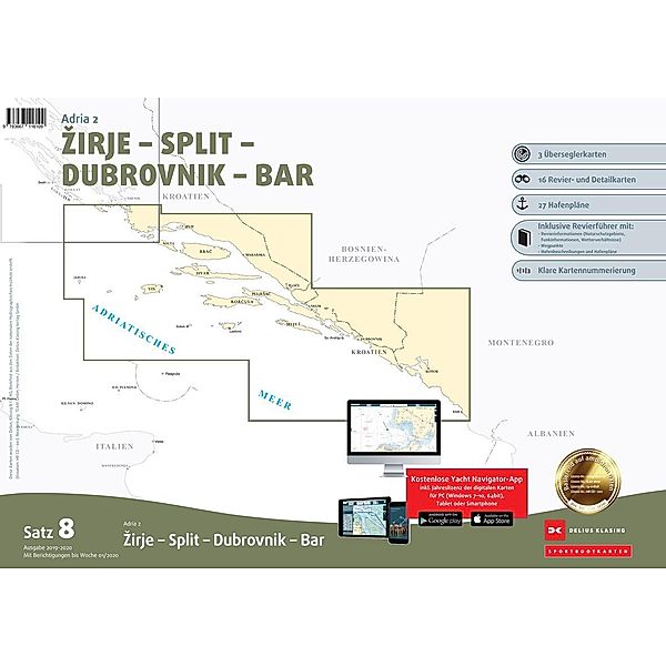 Delius Klasing-Sportbootkarten: Adria Ausgabe 2019/2020 (berichtigt bis Woche 1/2019), m. CD-ROM