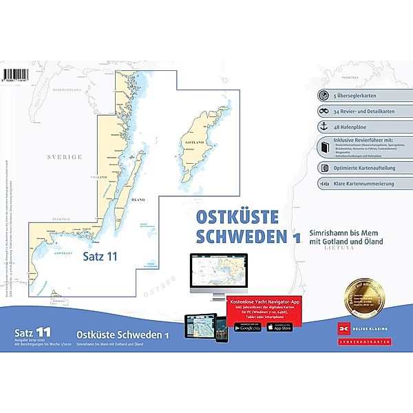 Delius Klasing-Sportbootkarten: Ostküste Schweden Ausgabe 2019/2020 (berichtigt bis Woche 1/2019, m. CD-ROM