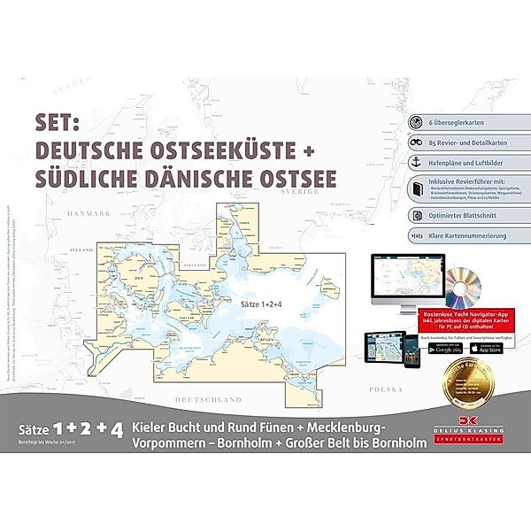 Delius Klasing-Sportbootkarten - Set: Deutsche Ostsee und Südliche dänische Ostsee Ausgabe 2017 (berichtigt bis Woche 1/