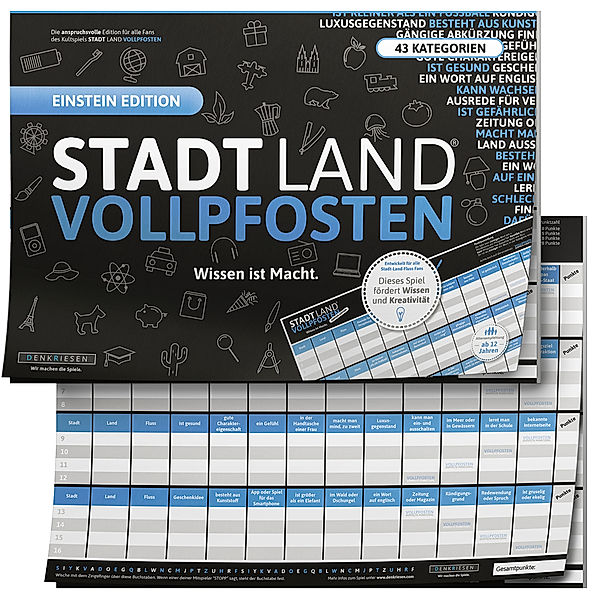 D&R DENKRIESEN Denkriesen - Stadt Land Vollpfosten® - Blue Edition - Wissen ist Macht. (Spiel), Ricardo Barreto, Denis Görz