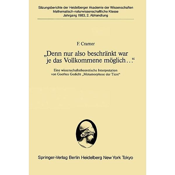 Denn nur also beschränkt war je das Vollkommene möglich ..., F. Cramer