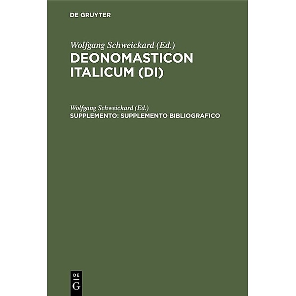 Deonomasticon Italicum (DI) / Supplemento / Supplemento bibliografico