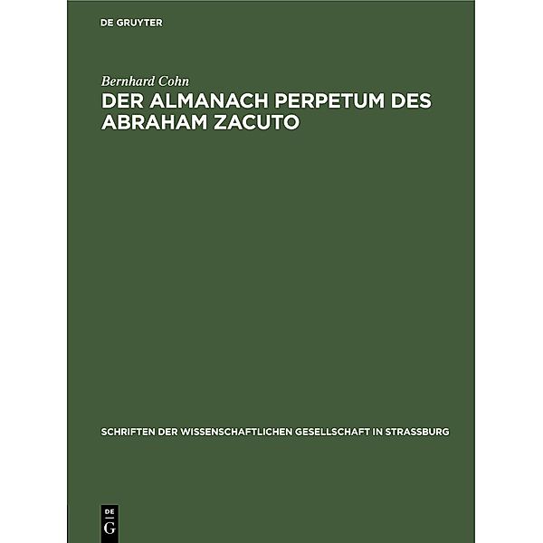 Der Almanach perpetum des Abraham Zacuto, Bernhard Cohn