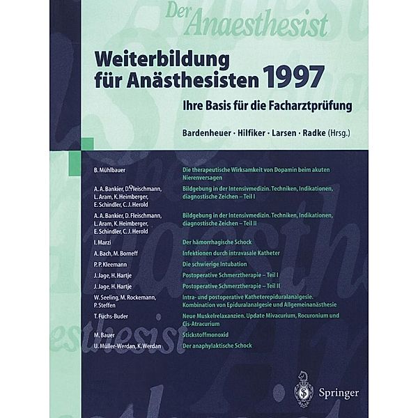 Der Anaesthesist Weiterbildung für Anästhesisten 1997