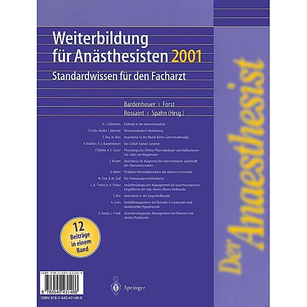 Der Anaesthesist Weiterbildung für Anästhesisten 1997